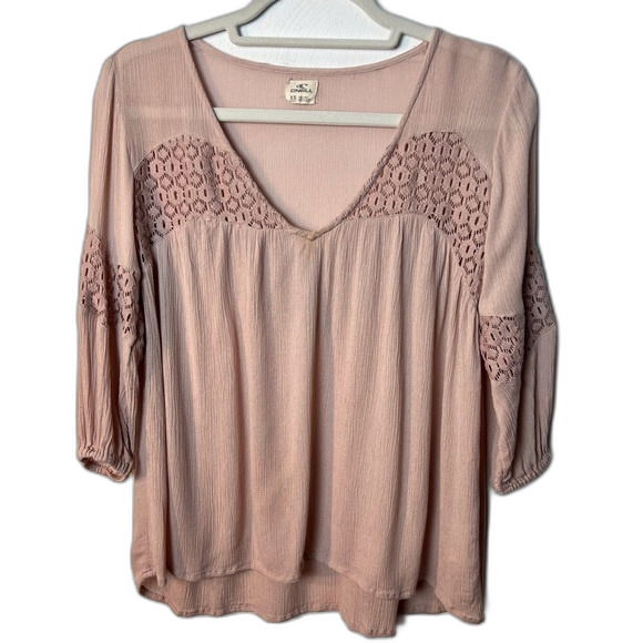 O’Neill Crochet V-Neck Long Sleeve Blouse Size XS - Picture 1 of 4